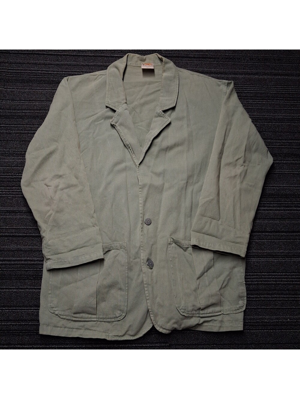 Vintage Womens Size 3 Sage Green Cotton Blazer Jacket Unstructured Pockets